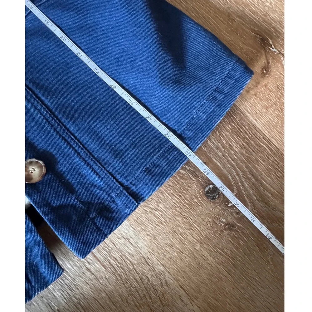 Sezane Will Forever Jacket Indigo Denim Faux Shearling Lined Chore Jacket Size S